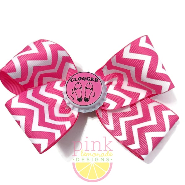 Hot Pink Chevron Dancer Folk Dance Team Clogger Clogging Tap Girls Hair Bow Hair Clip