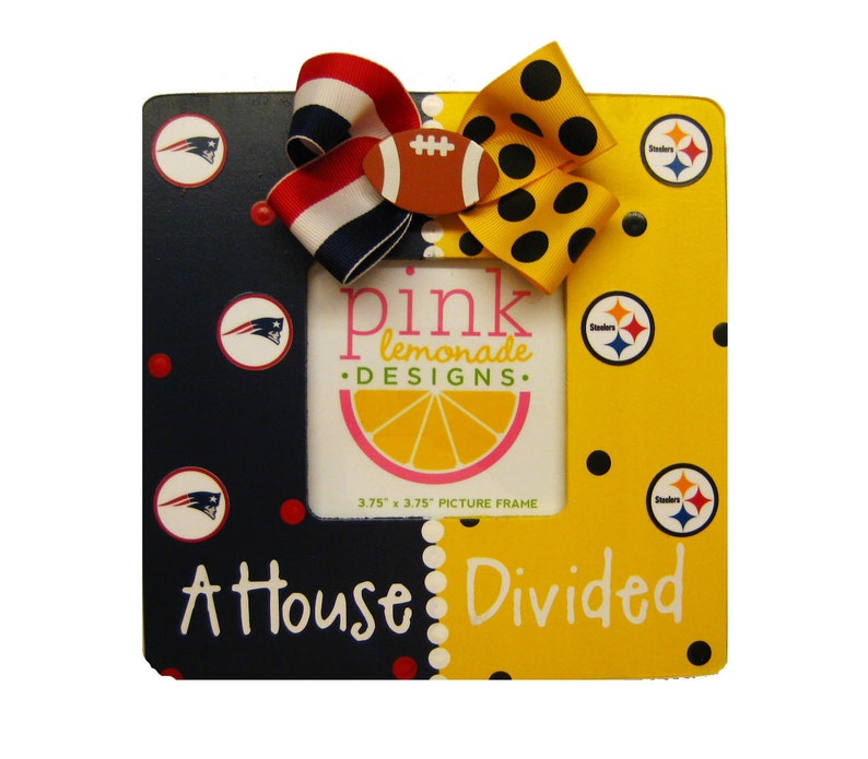 A Football House Divided Wood Handpainted Picture Frame Custom Image 0