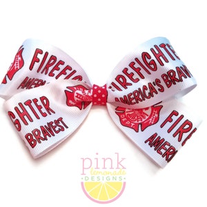 Large Firefighter Hair Bow