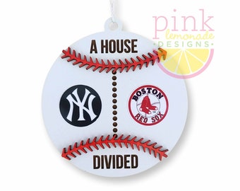 A House Divided Christmas Ornament for ANY two Baseball Teams