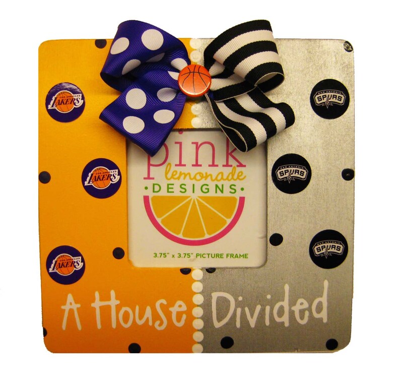 A House Divided Wood Handpainted Picture Frame Any Teams Image 0