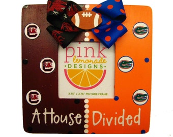 A House Divided Wood Hand Painted Custom Picture Frame ANY two teams