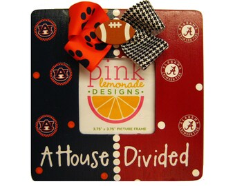 A House Divided Custom Wood Handpainted Picture Frame ANY 2 Teams