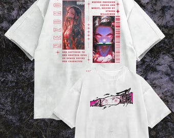 Mörka och bekväma färger Nezuko Demon Slayer T-shirt | Kimetsu no Yaiba Anime T-shirt