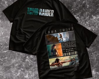 Dark Colors Tomb Raider T-Shirt | Lara Croft Graphic Tee, Video Game Inspired