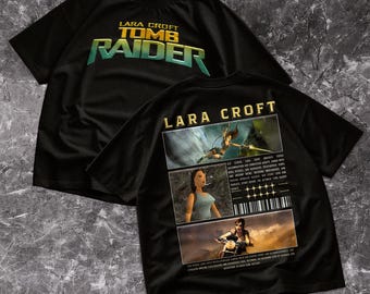 Dark Colors Oldschool Lara Croft MEME Tomb Raider Retro T-Shirt