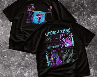 Dark Colors Katana Zero Graphic T-Shirt | Samurai Vaporwave Retro