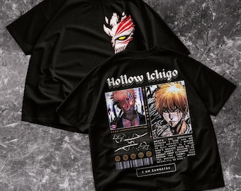 Dark Colors Bleach Ichigo T-Shirt | Minimal Anime Skull Illustration