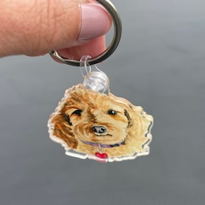 Puppy | Goldendoodle | Keychain | Clear Acrylic Die Cut | Original Artwork