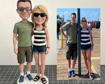 Custom Bobblehead Couple, Personalized Handmade Figurine, Soft Ceramic Statue