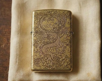 Imperial Dragon Zippo Armor Lighter, Custom Brass Lighter with Deep Engraving on 5 Sides, Gift for Collectors