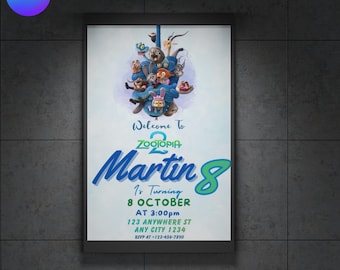 Zootopia Birthday Invitation, Editable Canva Template (Digital Download)