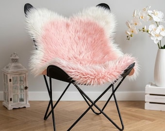Handgemaakt blushroze schapenvacht vloerkleed | Accentdecor van 100% echt bont