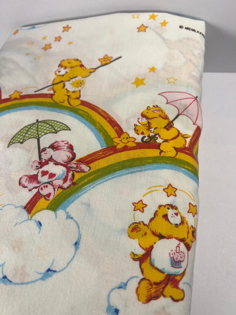 Vintage Set of Single Bed Care Bears, Flat Sheet and Fitted Sheet ...