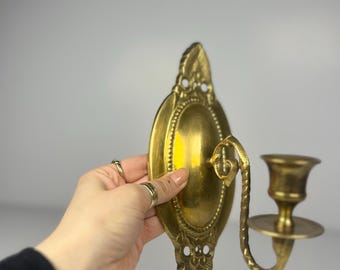 Vintage brass wall candle holder