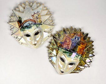 Masque Hannya En Poterie – Vintage Japonais – Fait Main – Terre Cuite Marron