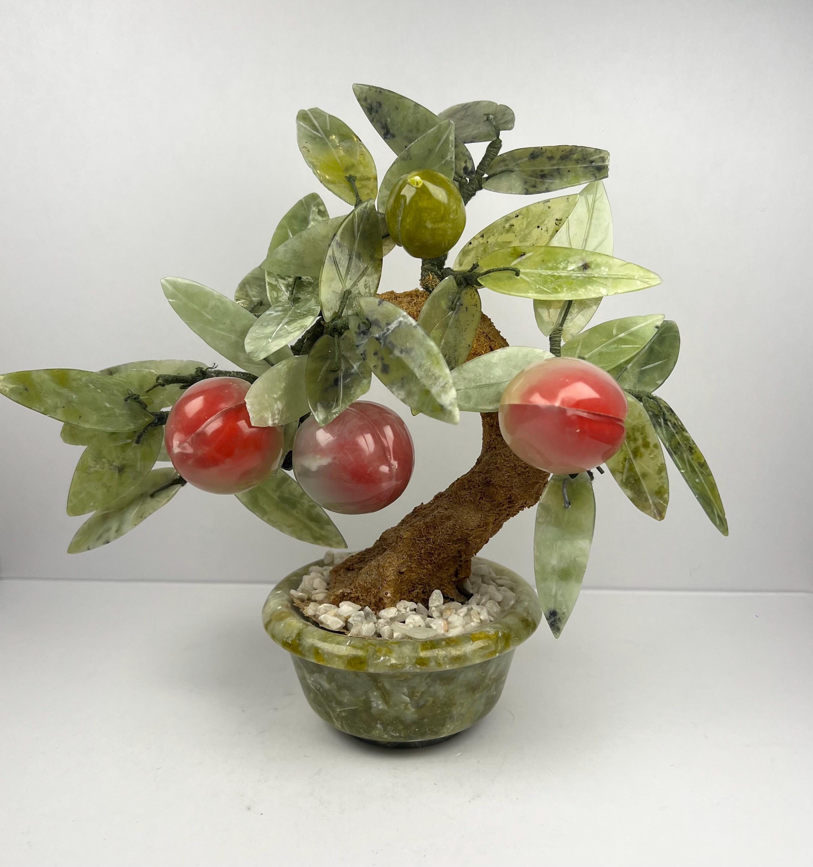 Vintage chinesischer Jade-Langlebigkeits-Pfirsich-Bonsai-Baum Grn - Etsy.de