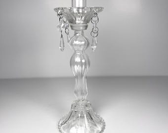 Vintage Glass Candleholder with Jewel Ornaments