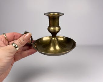 Portacandele vintage in ottone con manico