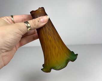 Vintage Lily Lamp Shade Amber and green Art Glass Lily Table Lamp Replacement shade