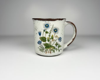 Taza de cerámica vintage con diseño floral, taza vintage con flores, hecha en Japón.