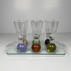 Vintage Set of 6 Shot Glasses, Vintage Bubble Ball Base Shot Glass