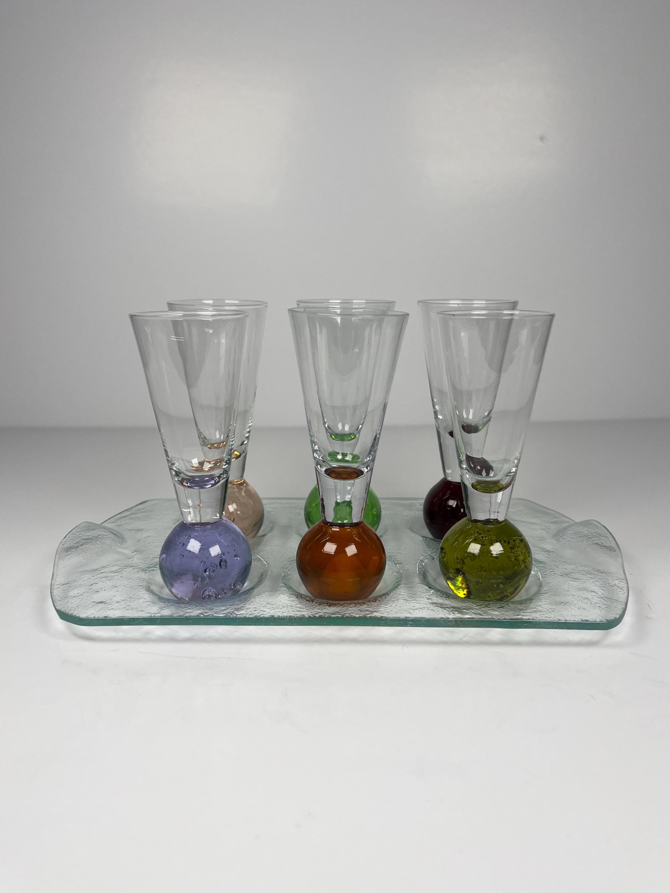 Vintage Set of 6 Shot Glasses, Vintage Bubble Ball Base Shot Glass