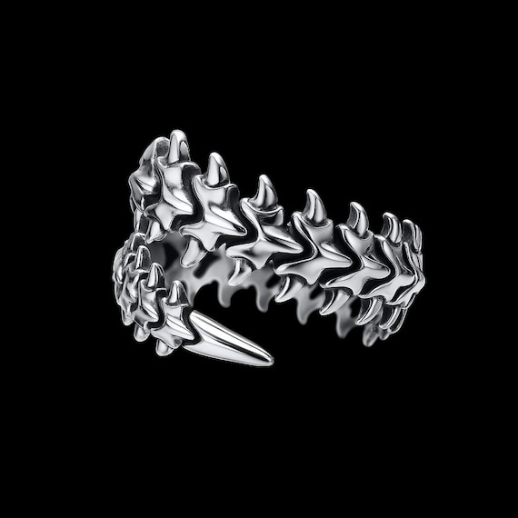 Bague mille-pattes gothique vintage – Alliance réglable en argent pour homme et femme /13