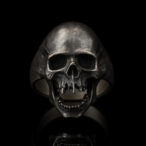 Herren 316L Edelstahl Skull Ring - Gothic Biker Punk Style
