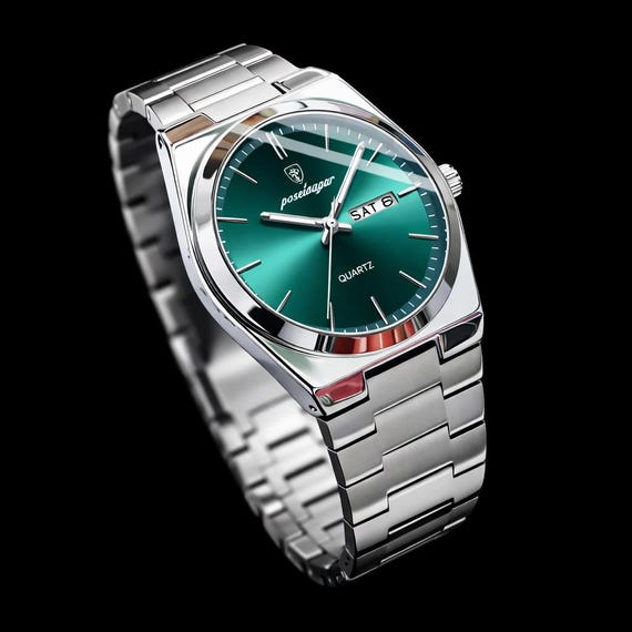 POEDAGAR Men’s Quartz Watch – Stainless Steel Waterproof with Luminous Hands /15
