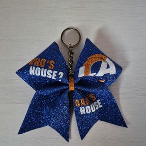 NFL SERIES: Los Angeles Rams NFL Football Fan Cheer Key Chain Bow - perfect for Bags, Backpacks or Key Chains to show your support!
