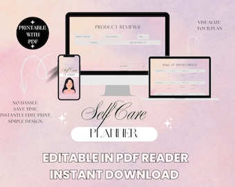Planificador de autocuidado / Diario, Rutina de belleza (PDF imprimible)