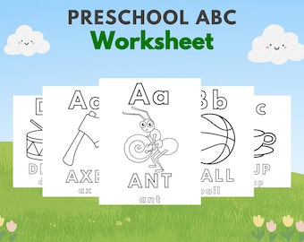 Kleurboek alfabet voor kinderen, ABC-babyshoweractiviteit, afdrukbare voorschoolse kleurplaten (pdf)