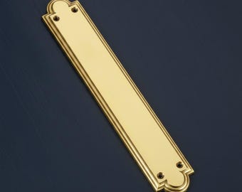 Solid Brass Victorian Finger Plate - Polished Decorative Finger Plates - Heavy 245mm x 45mm
