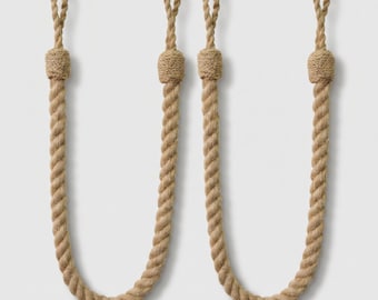 2x Natural Rope Tieback, Jute 100% - 600mm Embrace Rope Tieback - Pair