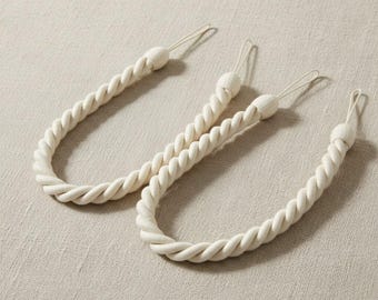 2x Modern Coastal Tieback Cotton Finish - 95cm Embrace Rope Tieback - Pair