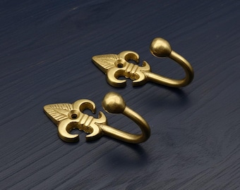 Brass Tieback Hook FDL Ball End 60mm Curtain Holdback Wall Hook UK