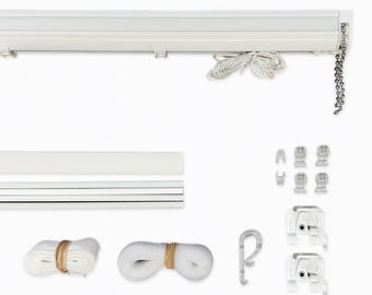 Heavy Duty Chain-Operated Metal Roman Blind Kit – Complete Set with All Accessories