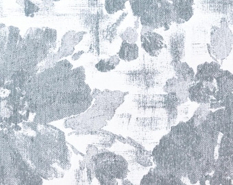 Tkanina żakardowa FR w kwiaty, kolor łupkowy – tkanina na zasłony i tapicerkę – szerokość 139 cm – mieszanka bawełny – sprzedawana na metry