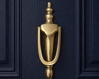 Solid Brass Slim Door Knocker – 200mm (8" inch) Rear Fixing - Modern Brass Hardware