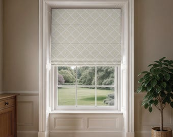 Bespoke Roman Blinds - Made To Measure with Geometric Embroidery Fabric - 5 Different Colours