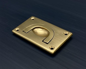 Brass Flush Drop Handle 70-90mm - Recessed Door Furniture