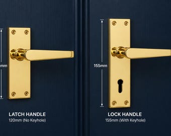 Maçanetas de porta vitorianas em latão – Opções de fechadura de 155 mm e trinco de 120 mm