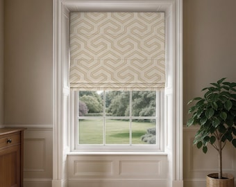 Bespoke Roman Blinds - Made To Measure with Natural Embroidery Fabric - 3 Different Colours