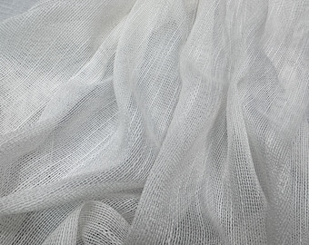 Biała, prześwitująca tkanina na zasłony – z ołowiem – podwójna szerokość 300 cm – sprzedawana na metry