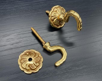 Brass Tieback Hook Rosette 35mm Curtain Holdback Wall Hook UK