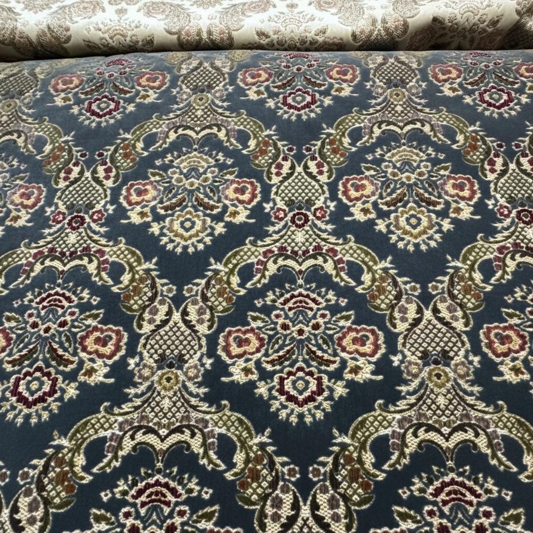 Velvet Jacquard Fabric - Ornate Floral Decorative Upholstery & Drapery ...