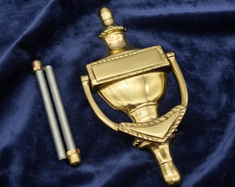 Solid Brass Georgian Door Knocker – 165mm Slim - Rear Fixing