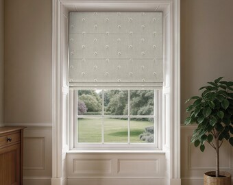 Bespoke Roman Blinds - Made To Measure with Natural Embroidery Fabric - 4 Different Colours