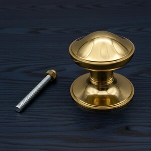 Solid Brass Centre Door Knob 75mm(Pair) – Lacquered Brass Finish